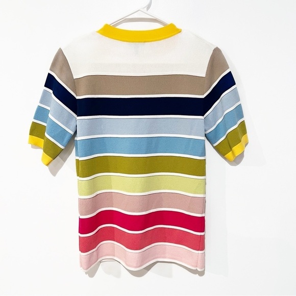 Escada Serus Striped Multicolor Colorblocked Short Sleeve Knit Sweater Top XS - Picture 7 of 9